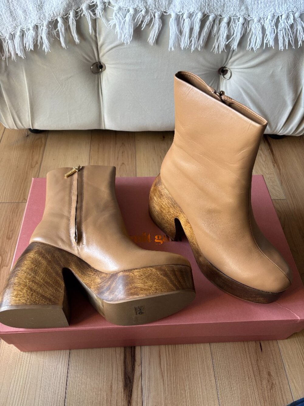 Cult Gaia Danu Boor High Heel Ankle Boots Women's Shoes New Camel Size-40EU